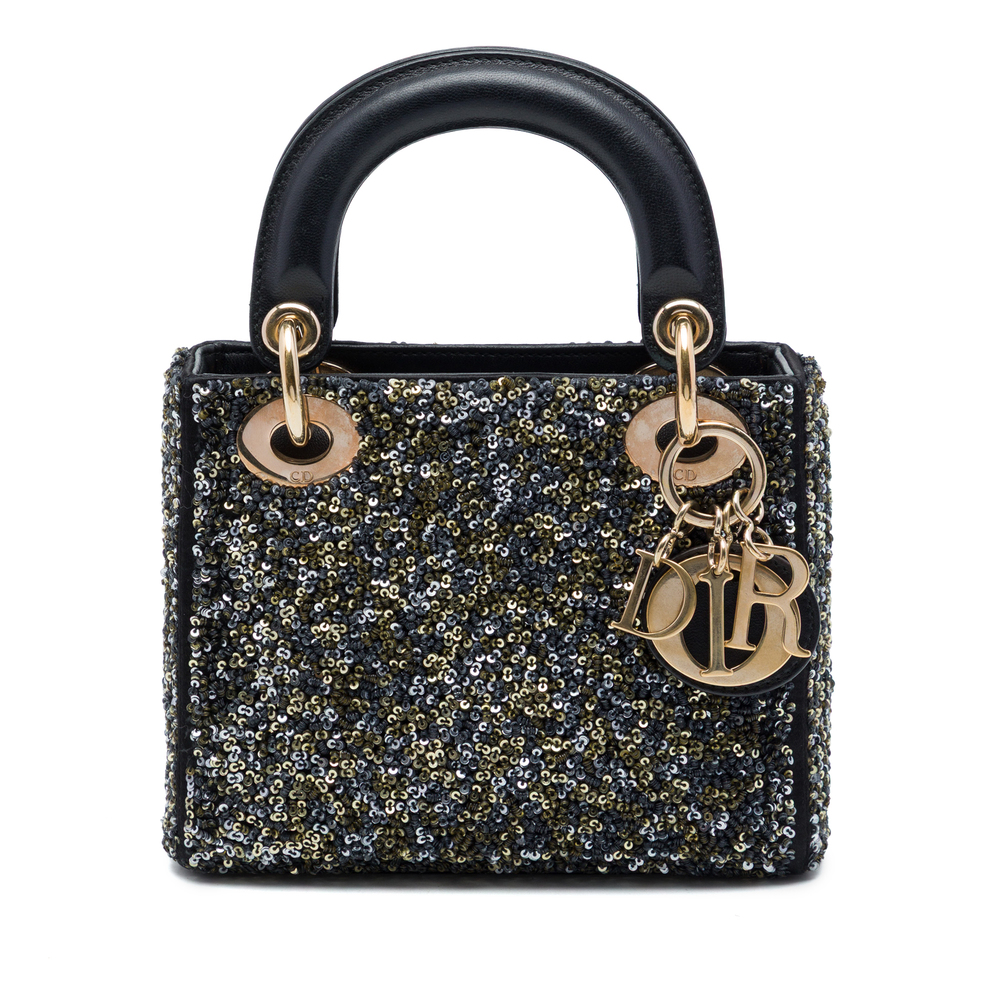 Pre-Loved Dior Mini Satin Sequin Embellished Lady Dior